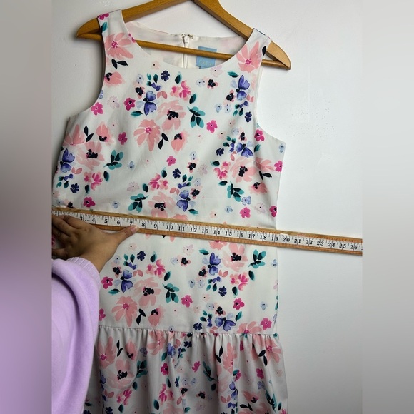 CeCe Midi Dress 8 Floral pleated Hem Cottage  Sheer old money Resort Vacation - Picture 13 of 14